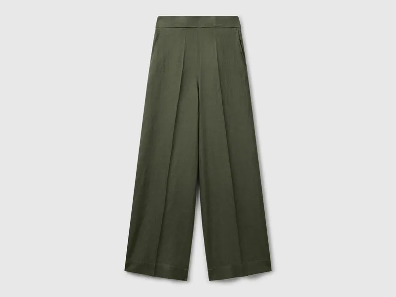 Pantaloni palazzo in 100% lino