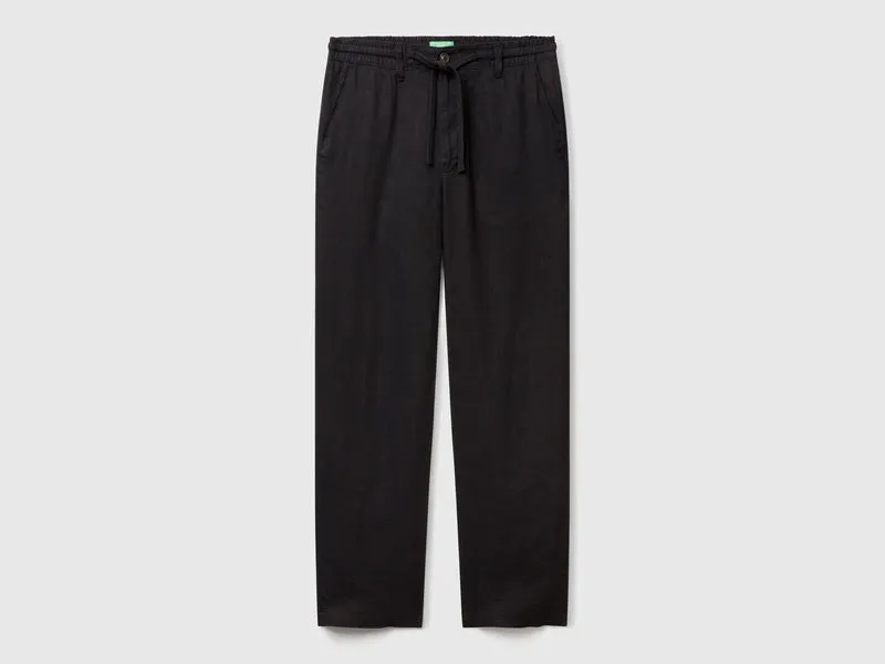 Pantaloni con coulisse in puro lino