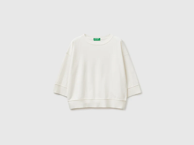 Maglia girocollo in cotone e lana