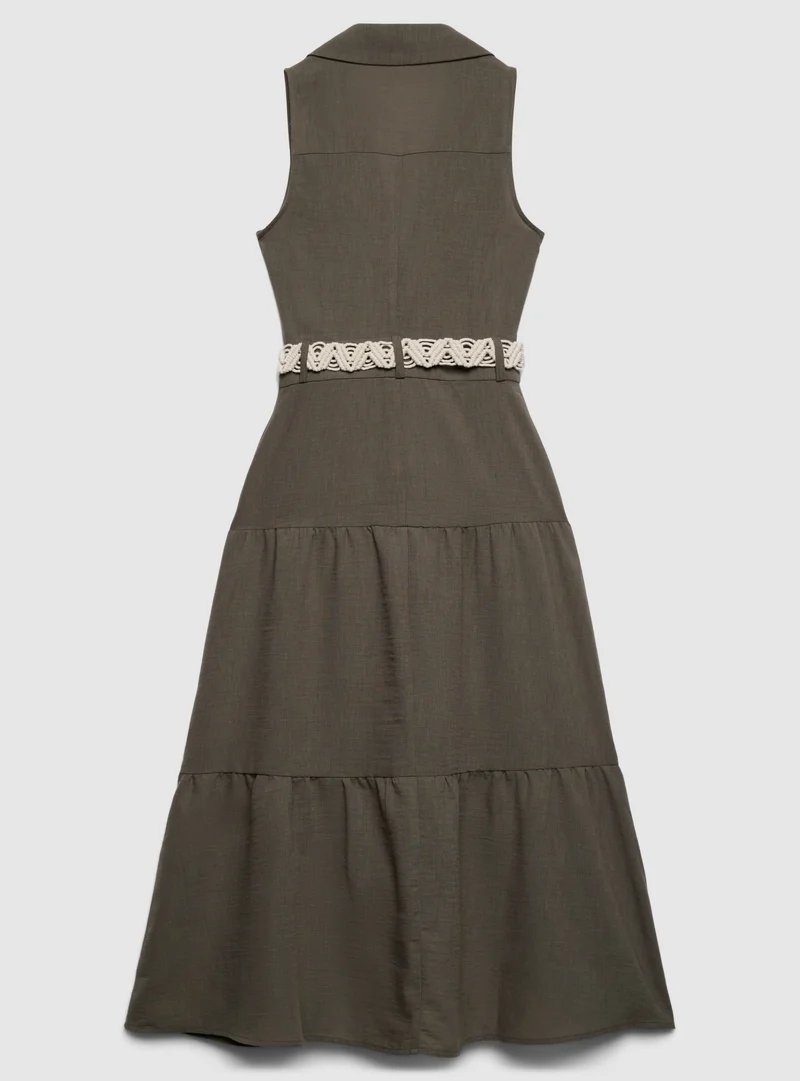 Vestito chemisier lungo con cintura