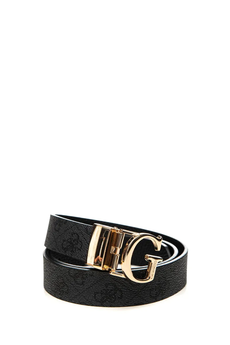 Cintura Guess Calista Belt 30 Da Donna Antracite Stampa Loghi 4 G Nera In Poliuretano