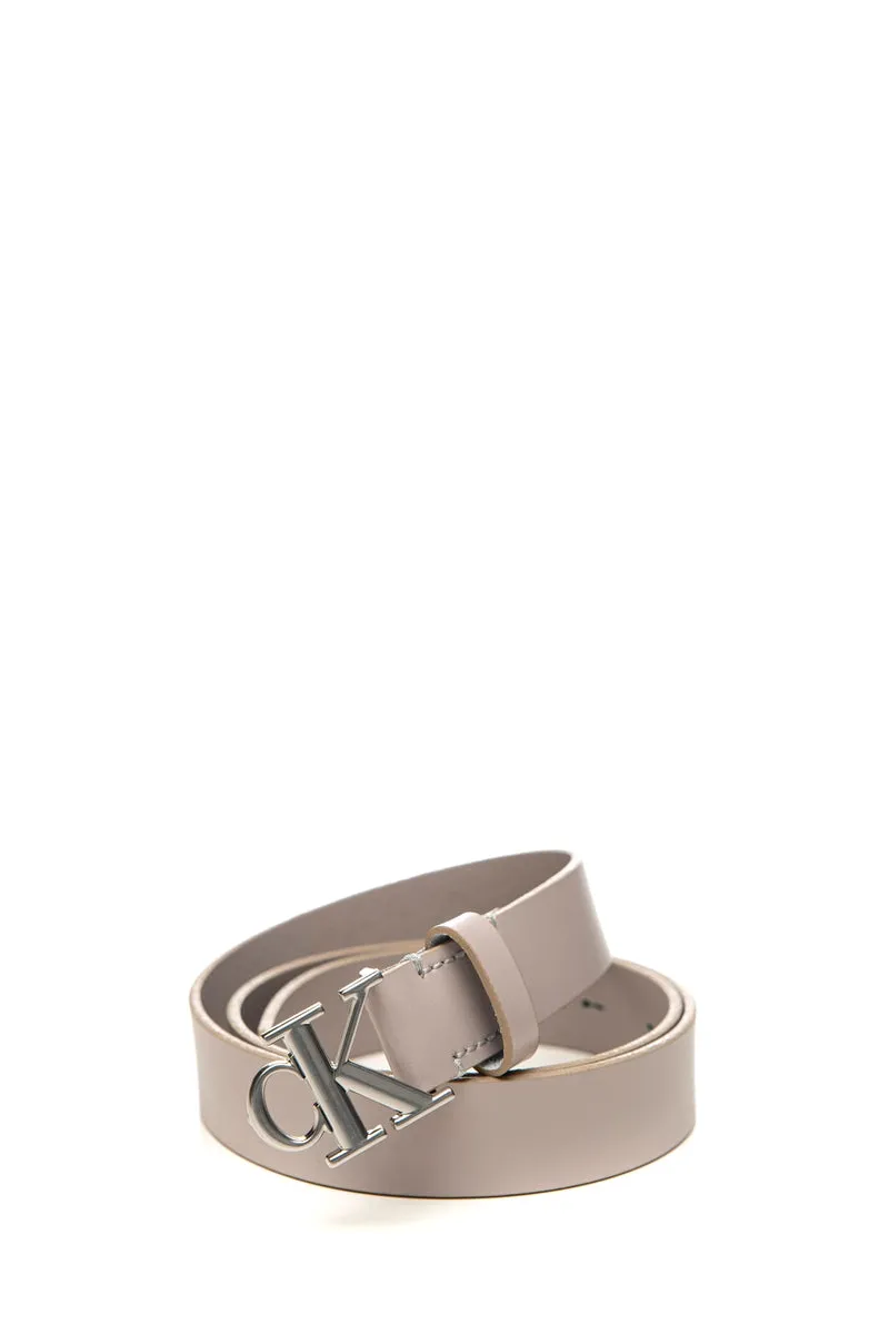Cintura Calvin Klein Ck Mono Plaque Buckle Belt 25 Da Donna Beige In Pelle