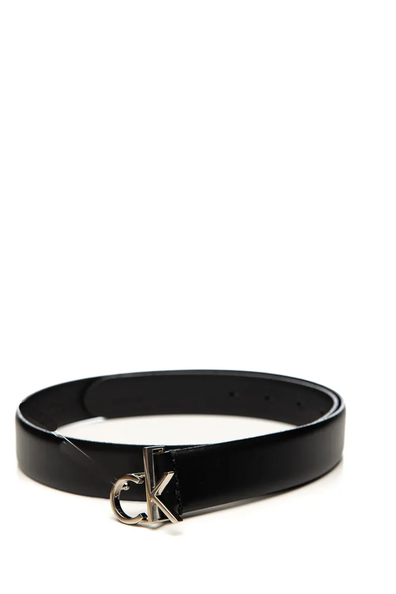 Cintura Calvin Klein Ck Buckle Pewter Belt 30 Da Donna Nera In Pelle