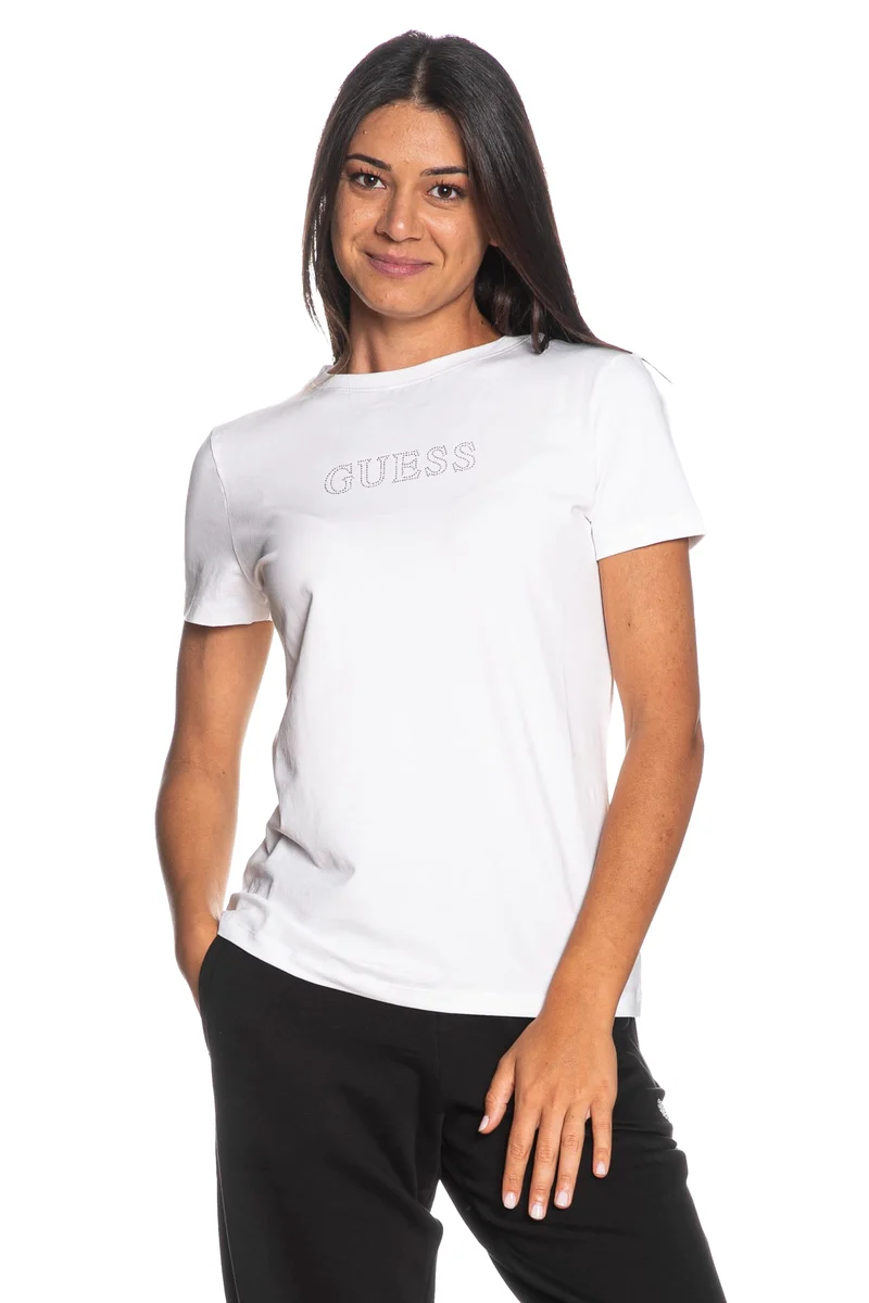 T Shirt Guess Briana Ss Tee Da Donna Latte