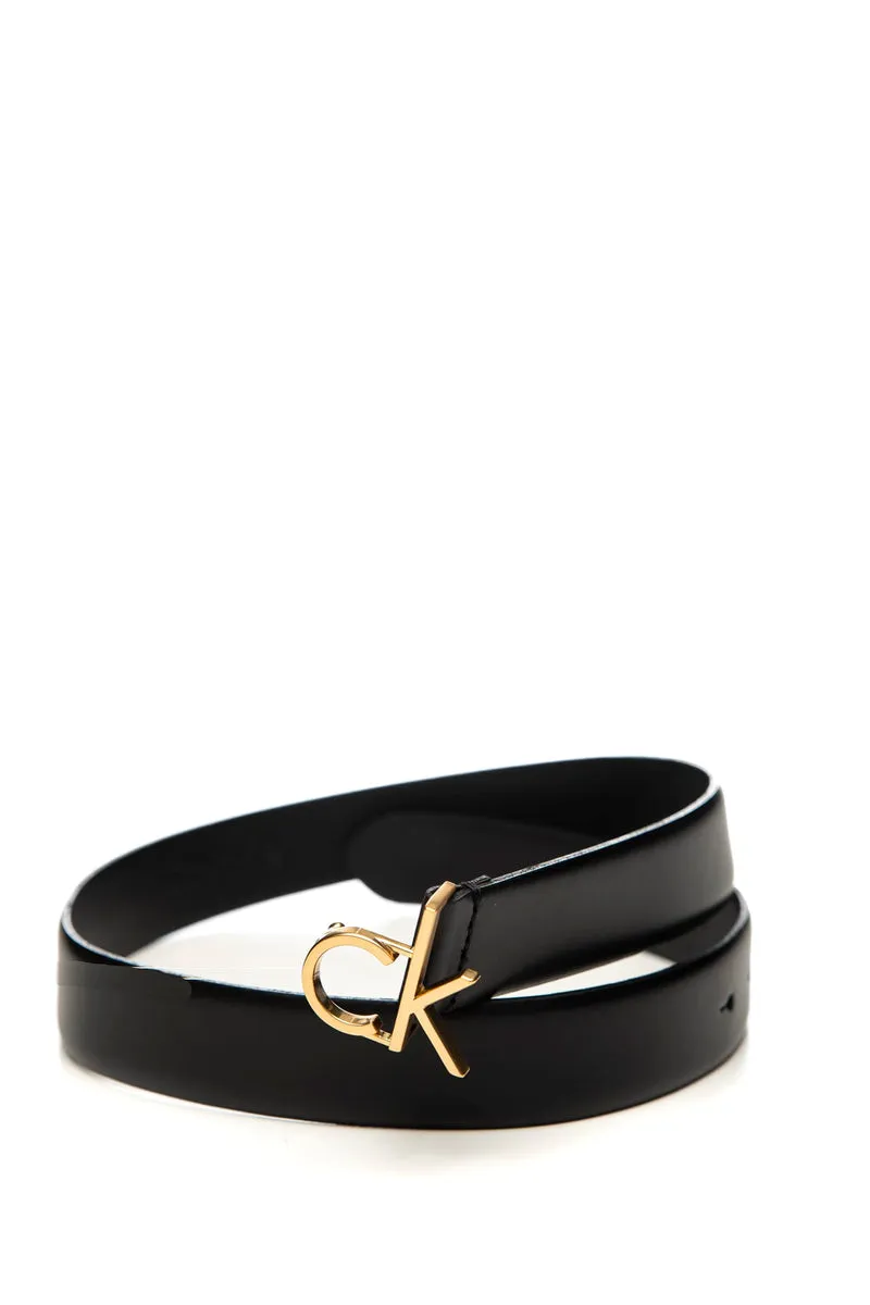 Cintura Calvin Klein Ck Buckle Gold Belt 30 Da Donna Nera In Pelle