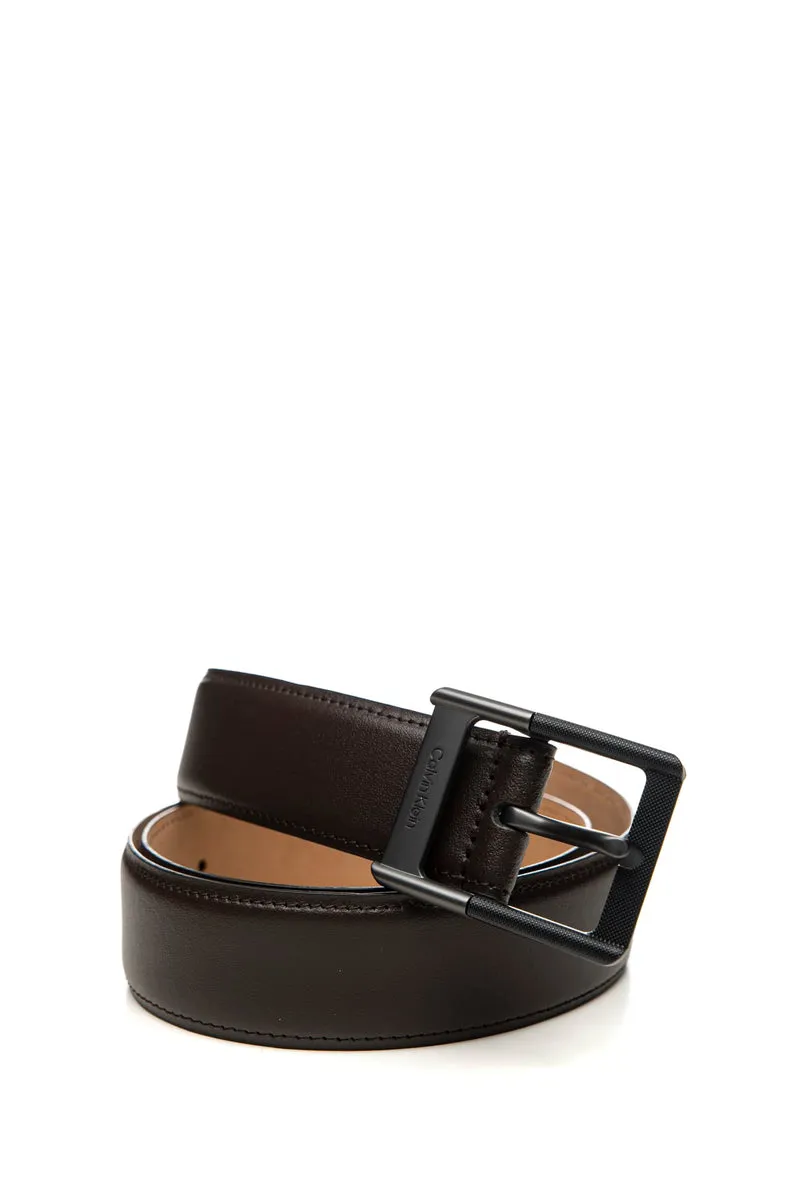 Cintura Calvin Klein Classic Buckle Belt 38 Da Uomo Testa Di Moro In Pelle