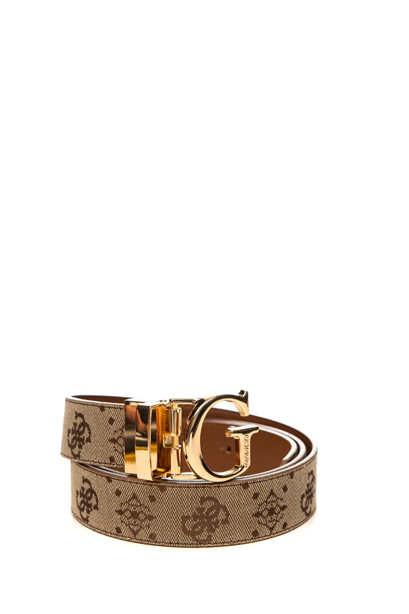 Cintura Guess Neda Belt 30 Da Donna Bmarrone Beige Jacquard Loghi 4 G Marrone In Poliuretano