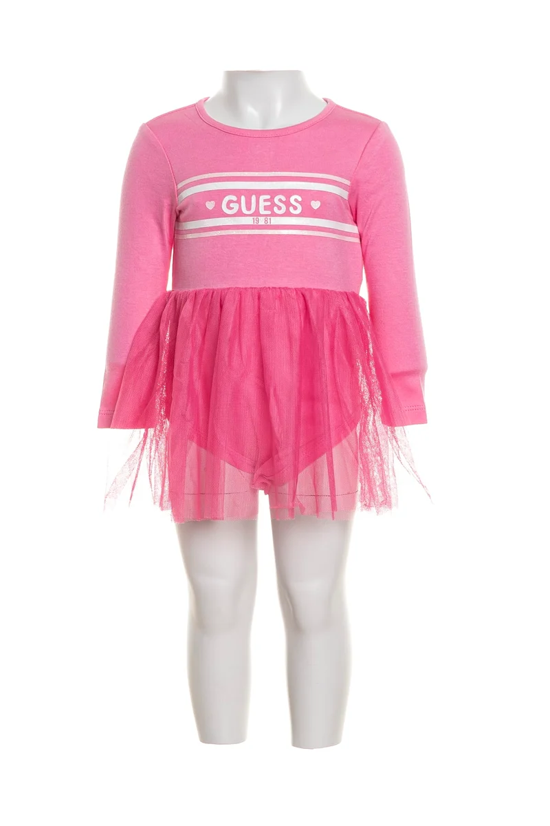 Abito Corto Guess Baby Mesh Skirt Da Bambina Rosa Bubble Fuxia