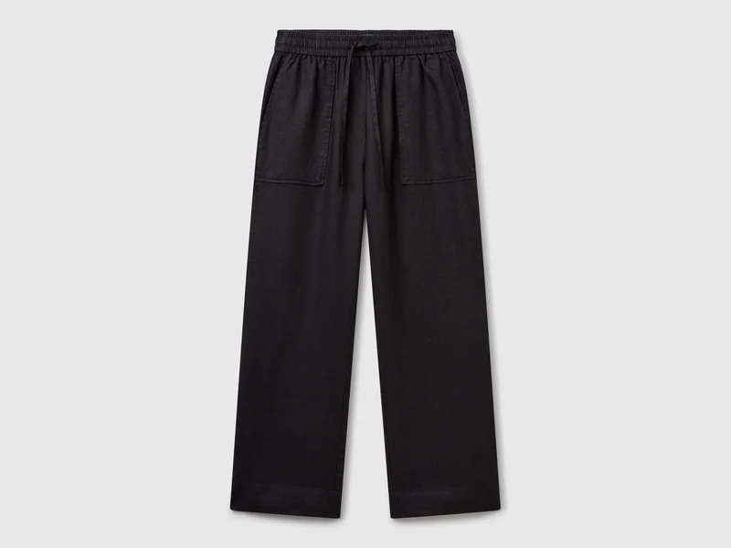 Pantaloni in puro lino con elastico