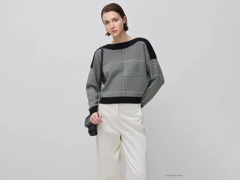 Maglia boxy fit principe di Galles