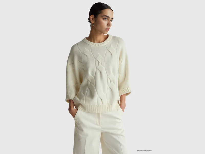 Maglia a losanghe in puro cashmere