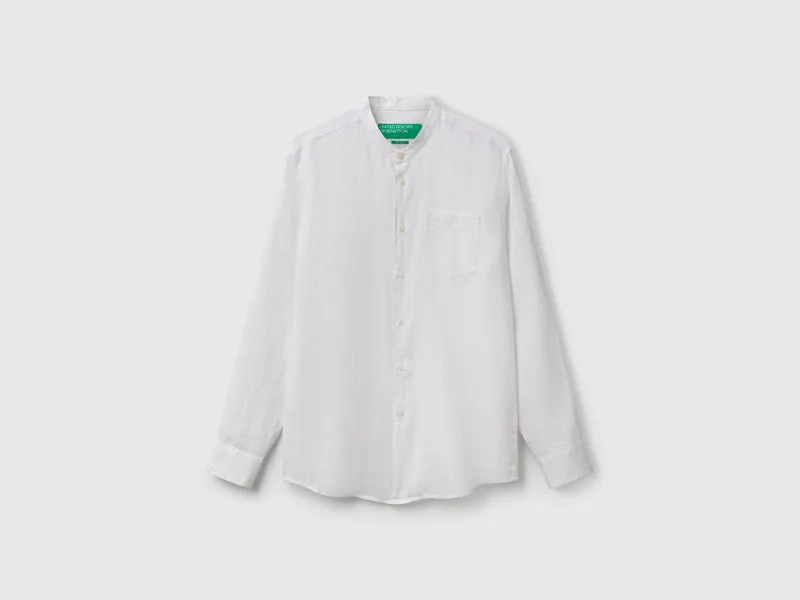 Camicia in lino con collo alla coreana