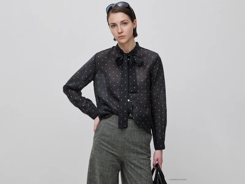 Camicia fluida con micro pois