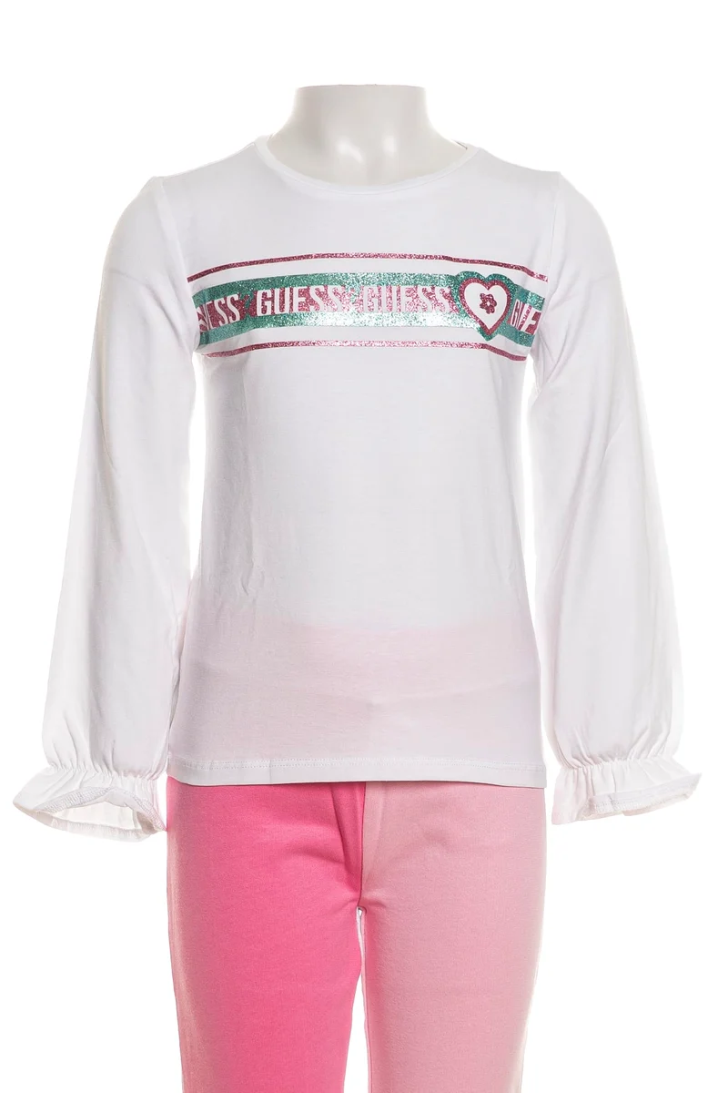 T Shirt Guess Shiny Ls Tee Baby Da Bambina Bianca