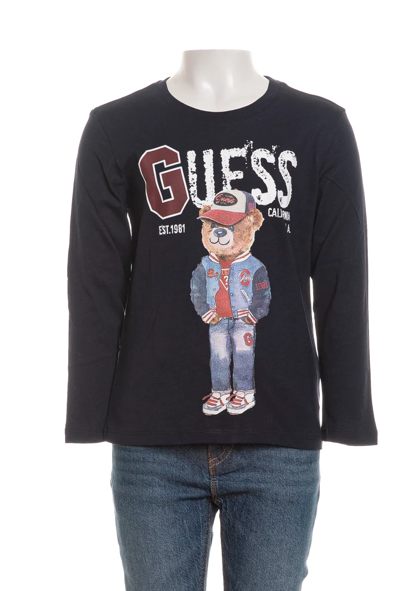T Shirt Guess California La Ls Tee Da Bambino Blu Marina