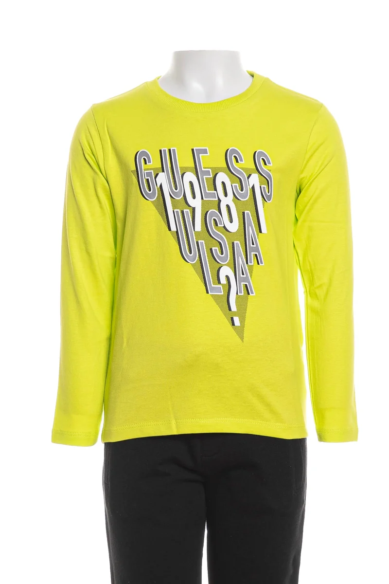 T Shirt Guess 1981 Usa La Ls Tee Da Bambino Lime