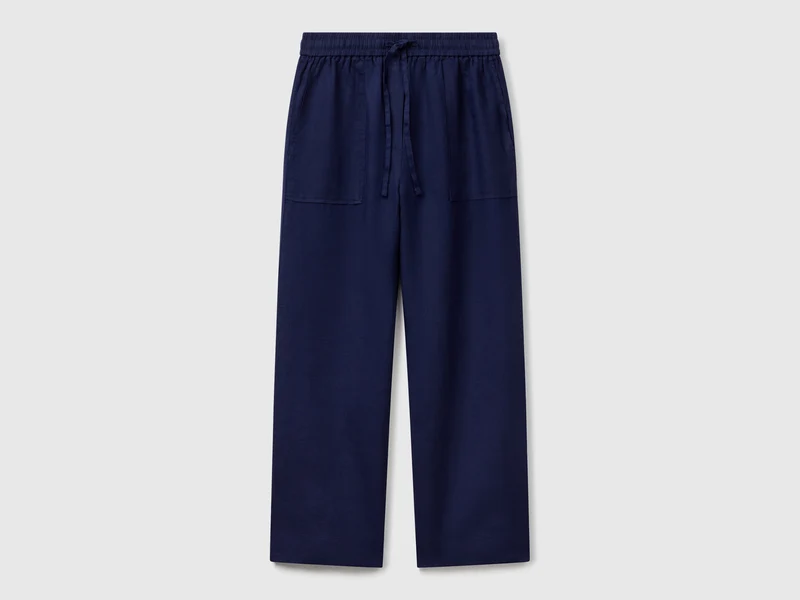 Pantaloni in puro lino con elastico