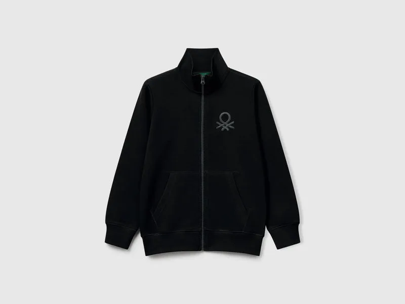 Felpa con zip in puro cotone