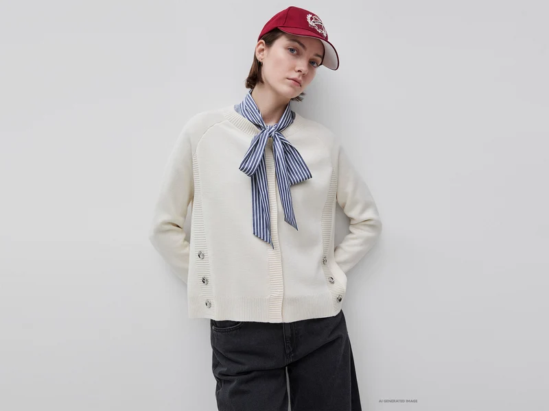 Cardigan lavorato con bottoni