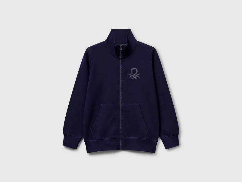 Felpa con zip in puro cotone