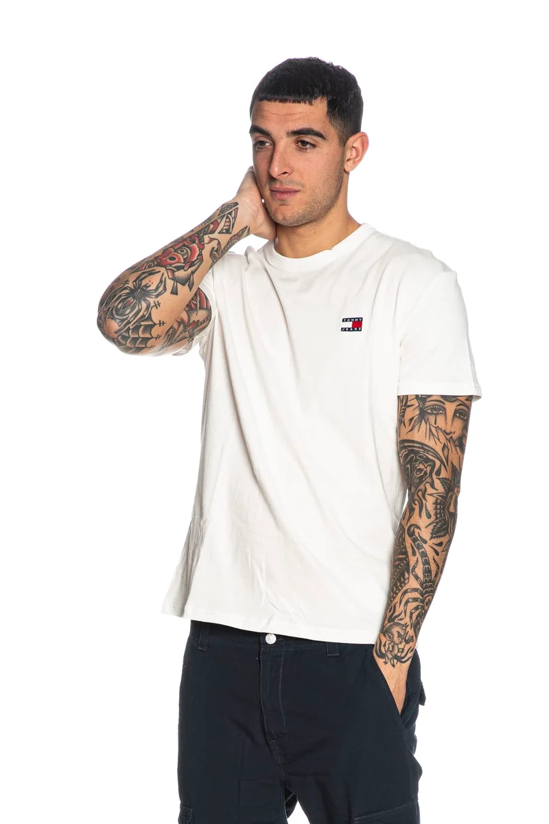 T Shirt Tommy Hilfiger Tjm Badge Tee Da Uomo Latte