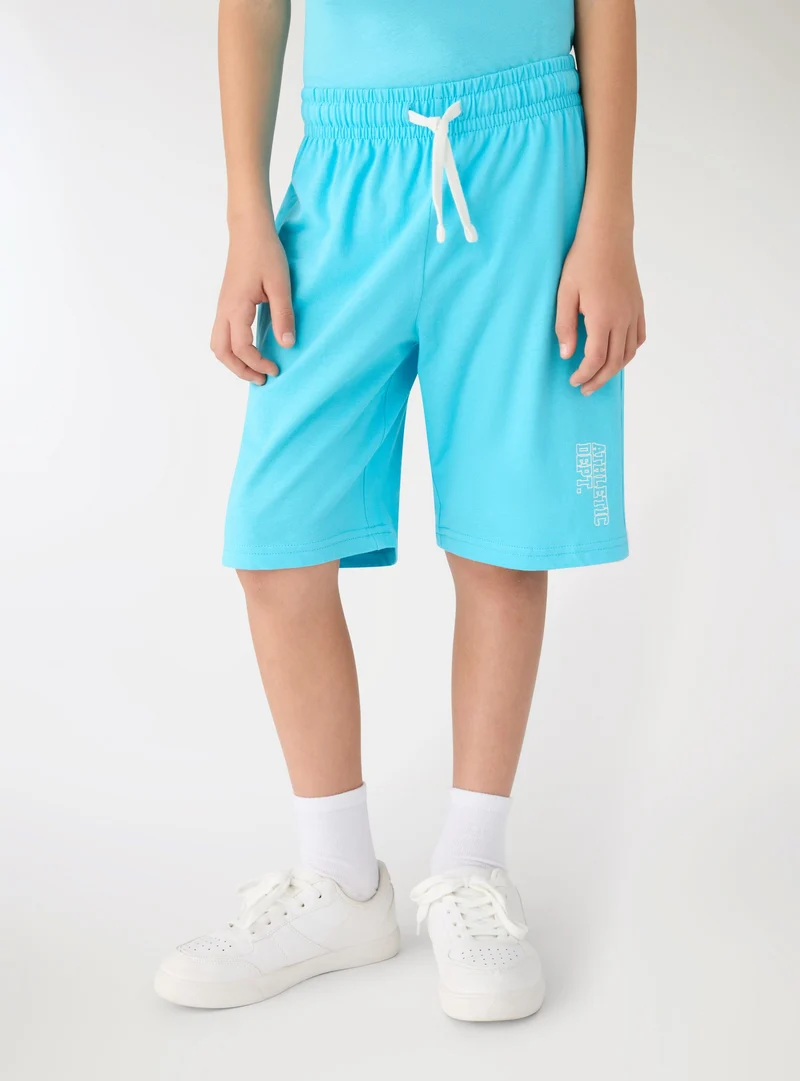Pantaloni tuta corti con stampa lettering