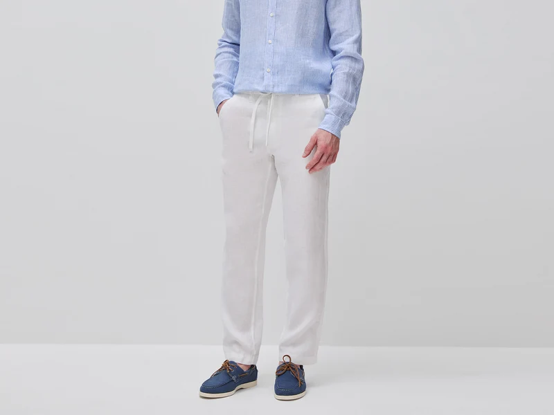Pantaloni con coulisse in puro lino