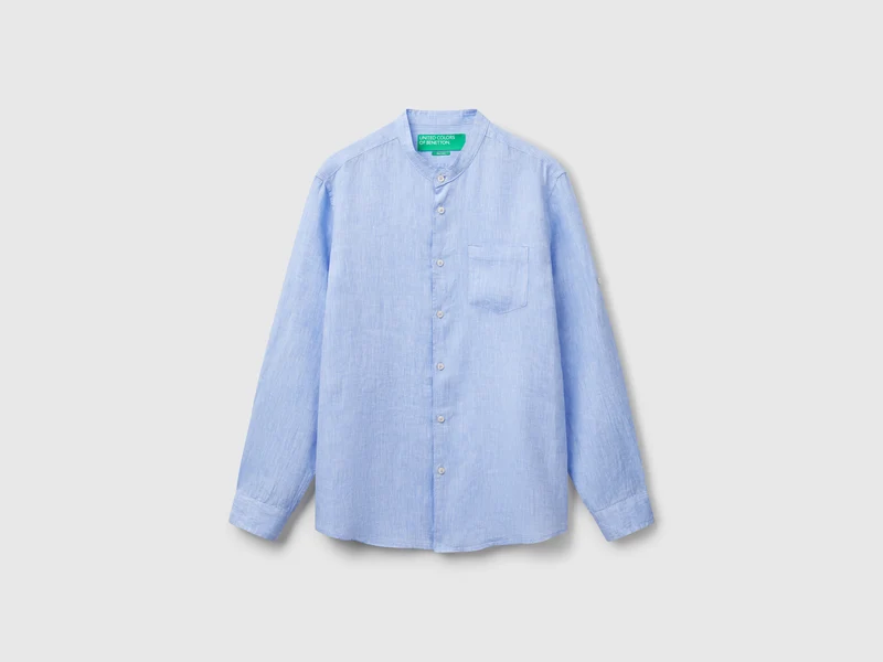 Camicia in lino con collo alla coreana