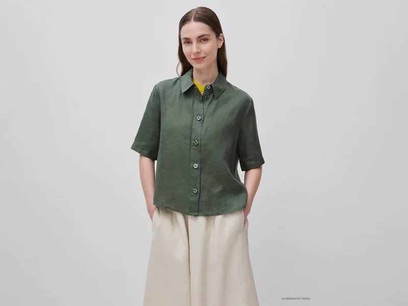 Camicia corta in puro lino