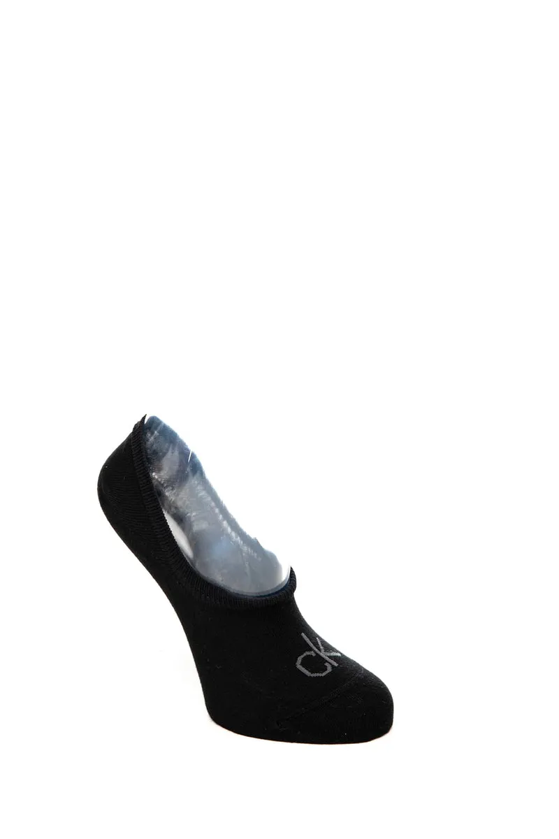 Calzini Calvin Klein Ch Women's Footie Hight Cut 2pk Da Donna Nero In Misto Modal Cotone E Poliammide