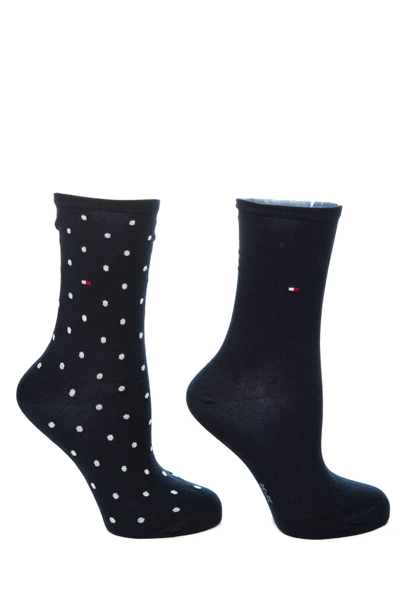 Calzini Tommy Hilfiger Th Womens 2pk Da Donna Pois Blu Unito Blu In Misto Cotone E Poliammide