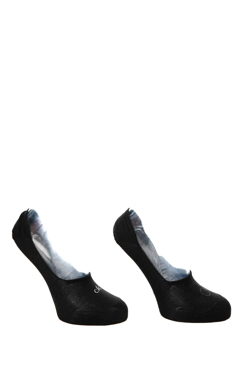 Calzini Calvin Klein Ch Women's Footie Mid Cut 2pk Da Donna Nero In Misto Modal Cotone E Poliammide