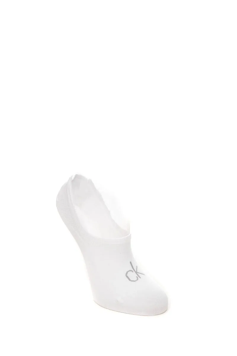 Calzini Calvin Klein Ch Women's Footie Hight Cut 2pk Da Donna Bianco In Misto Modal Cotone E Poliammide