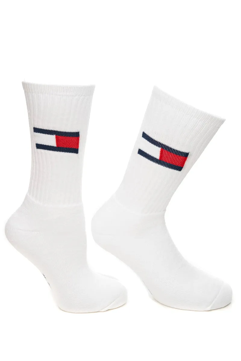 Calzini Tommy Hilfiger Th Rib Flag 2pk Unisex Bianco In Misto Cotone E Poliammide