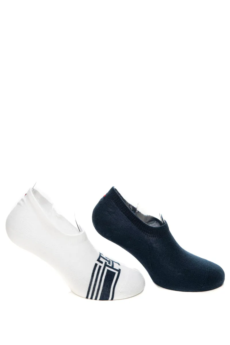 Calzini Tommy Hilfiger Th Men Anti Slip 2pk Da Uomo Bianco Blu In Misto Cotone E Poliammide