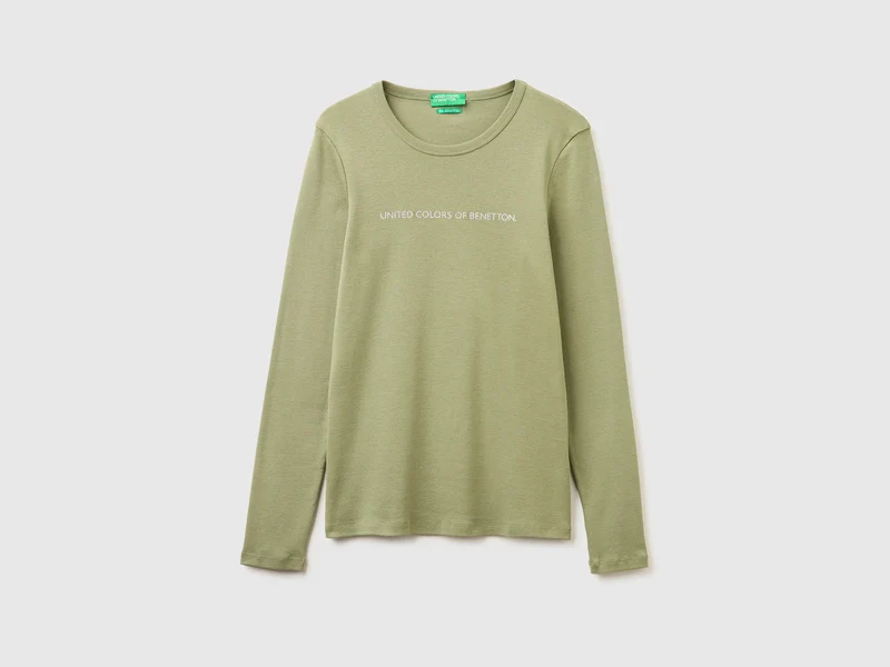 T-shirt manica lunga con logo glitter