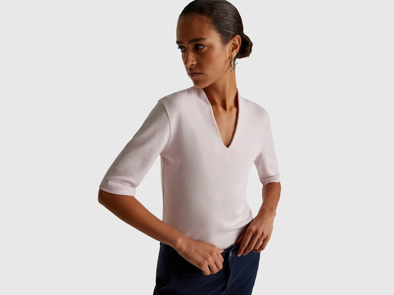 T-shirt slim fit in cotone a fibra lunga