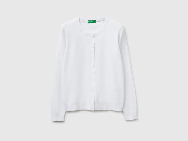 Cardigan bianco in cotone tricot