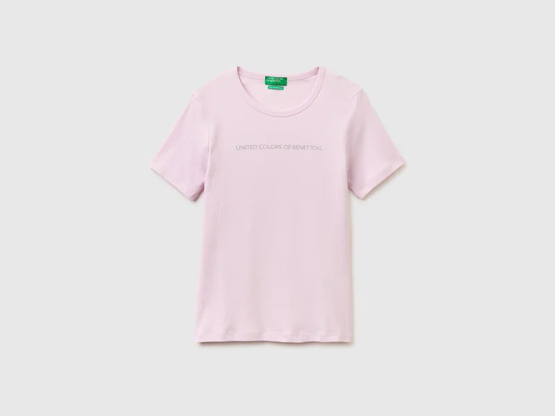 T-shirt manica corta con logo glitter