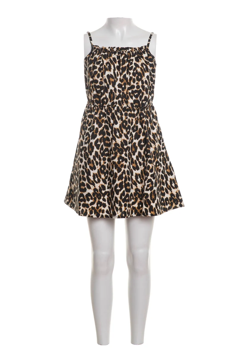 Abito Corto Kids Only Clara Da Bambina Fantasia Maculata Bianco Marrone Nero