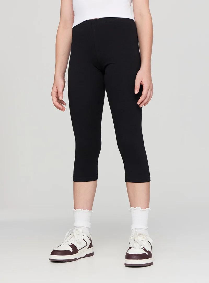 Leggings 3/4 a tinta unita