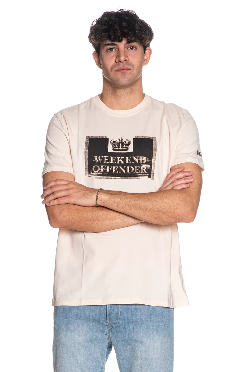 T Shirt Weekend Offender Bonpensiero Da Uomo Rosa Alabastro