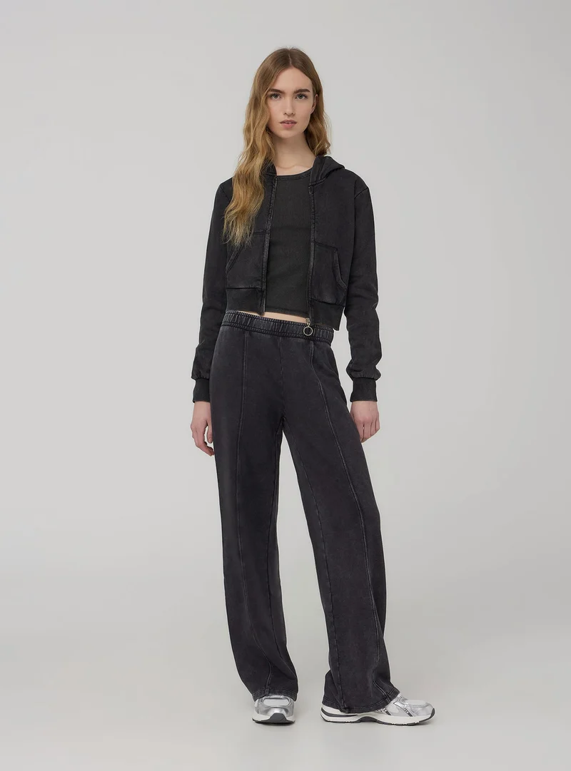 Pantaloni tuta leggeri wide-leg garment-dyed