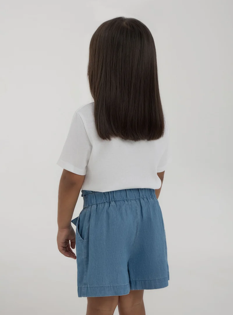 Shorts chambray medio con fusciacca