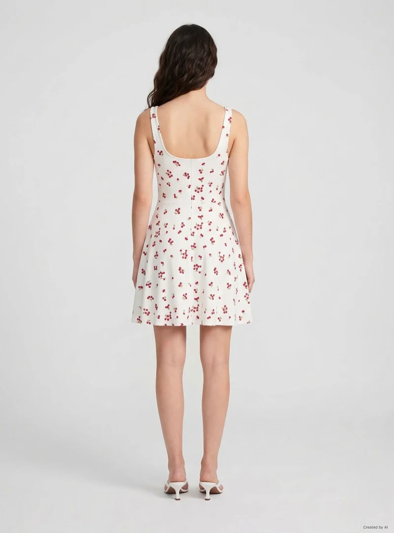 Vestito skater con stampa ciliegie