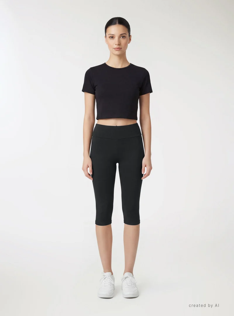 Leggings capri a tinta unita