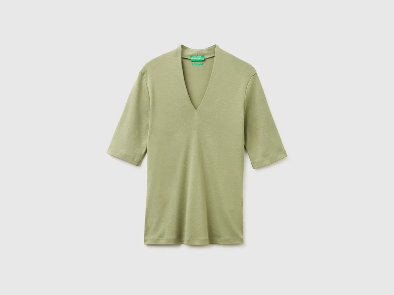 T-shirt slim fit in cotone a fibra lunga