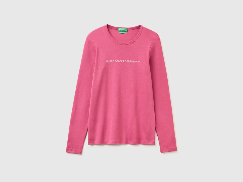 T-shirt manica lunga con logo glitter
