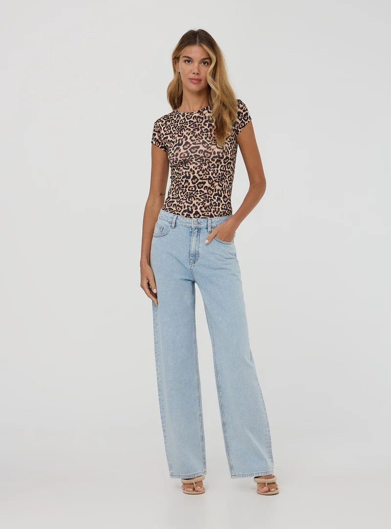 T-shirt elasticizzata animalier