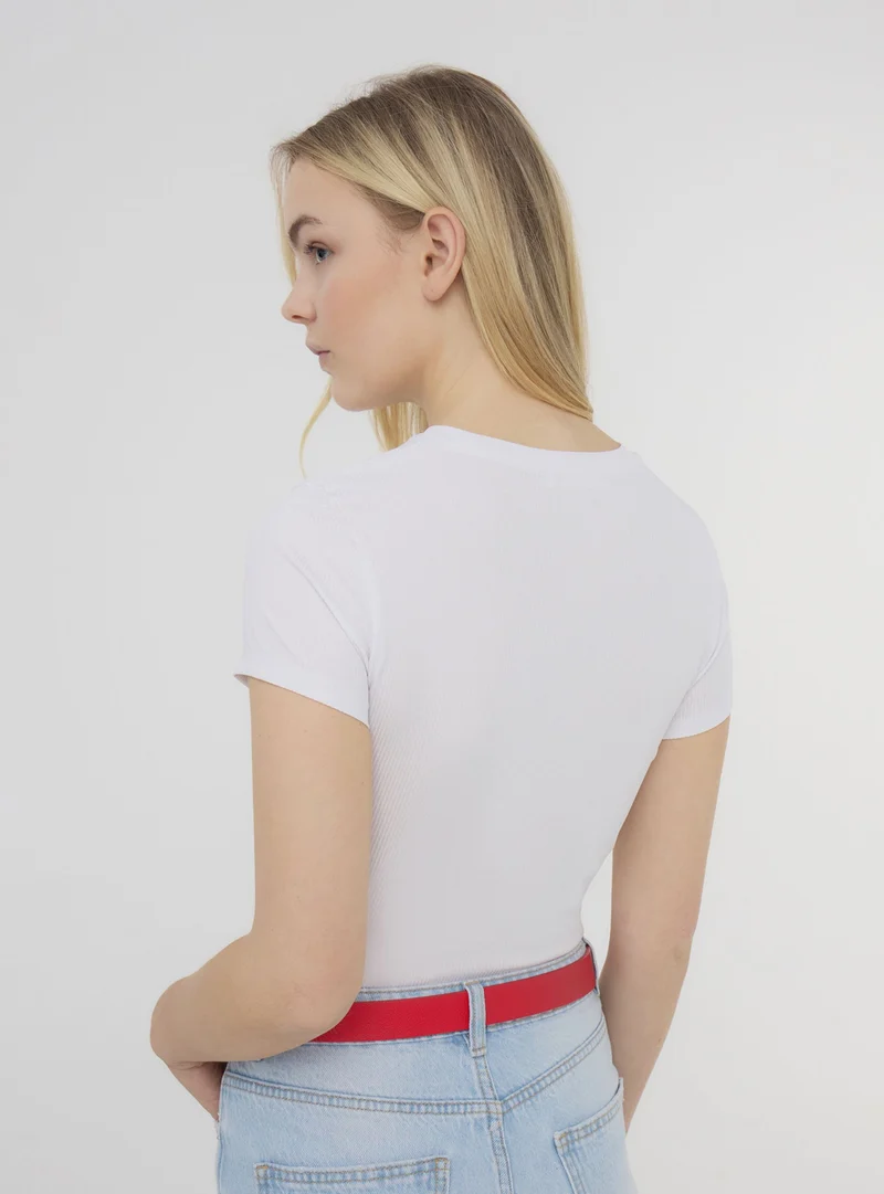 T-shirt crop aderentluccicante